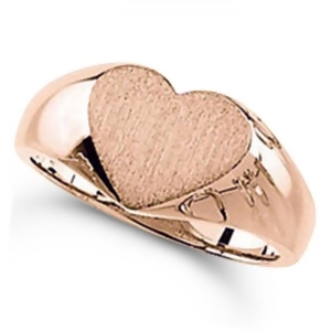 Women's Heart Shaped Signet Ring Engravable in Polished 14k Rose Gold - All
