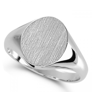 Men's Oval Shaped Signet Ring Engravable 14k White Gold 10x8mm - All