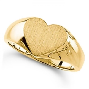 Women's Heart Shaped Signet Ring Engravable Polished 14k Yellow Gold - All