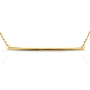 Horizontal Thin Straight Bar Pendant Necklace 14k Yellow Gold - All