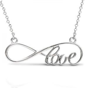 Women's Script Love Infinity Pendant Necklace 14k White Gold - All
