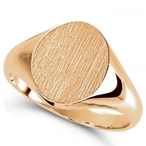 Men's Oval Shaped Engravable Signet Ring 14k Rose Gold 10x8mm - All