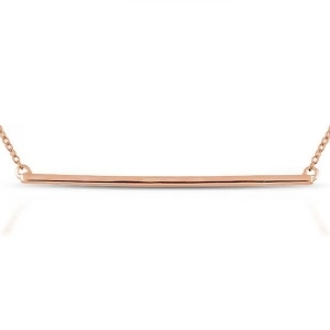 Horizontal Thin Straight Bar Pendant Necklace 14k Rose Gold - All