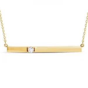 Horizontal Bar Necklace with Diamond Accent 14k Yellow Gold 0.10ct - All