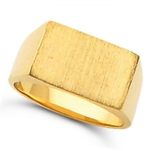 Men's Signet Ring Rectangular Shaped Engravable in 14k Yellow Gold - All