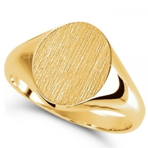 Men's Oval Shaped Signet Ring Engravable 14k Yellow Gold 10x8mm - All