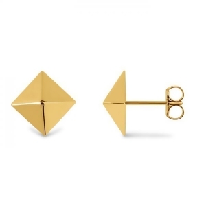 3 Dimensional Pyramid Stud Earrings in Solid 14k Yellow Gold - All