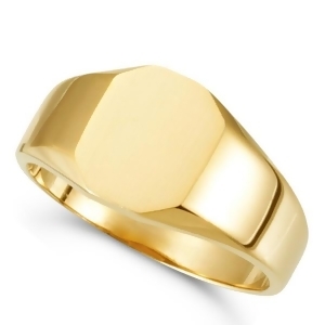 Customizable Signet Ring w/ Octagon Shape Top 14k Yellow Gold 11x9mm - All