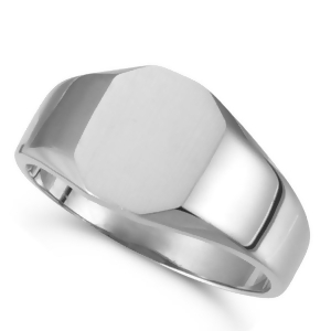 Customizable Signet Ring w/ Octagon Shape Top 14k White Gold 11x9mm - All