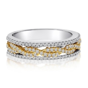 Multi Row Infinity Diamond Ring Wedding Band 14K Two-Tone Gold 0.51ct - All