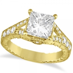 Antique Princess Cut Diamond Engagement Ring 14K Yellow Gold 1.03ct - All