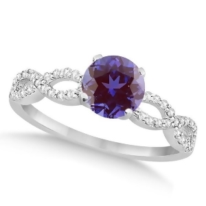 Infinity Diamond and Alexandrite Engagement Ring 14K White Gold 1.05ct - All