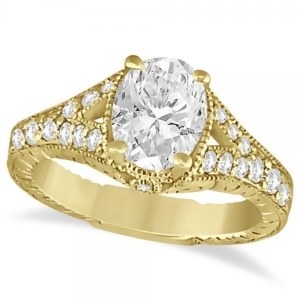 Antique Art Deco Oval Diamond Engagement Ring 14K Yellow Gold 1.03ct - All