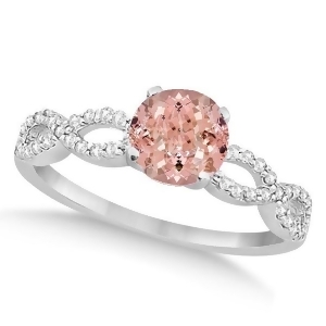 Infinity Diamond and Morganite Engagement Ring 14K White Gold 1.05ct - All