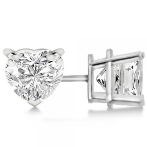 1.00Ct Heart-Cut Diamond Stud Earrings 18kt White Gold H Si1-si2 - All