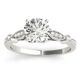 Marquise and Dot Diamond Vintage Engagement Ring 14k White Gold 0.13ct - All
