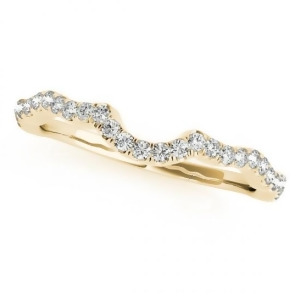 Semi Eternity Contour Diamond Wedding Ring in 14k Yellow Gold 0.20ct - All