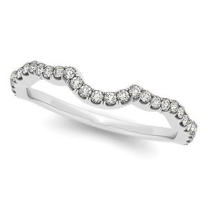 Semi Eternity Contour Diamond Wedding Ring in 14k White Gold 0.20ct - All