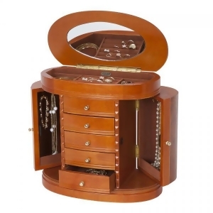 Wooden Jewelry Box Burlwood Walnut Finish. Dresser Top Jewel Chest - All