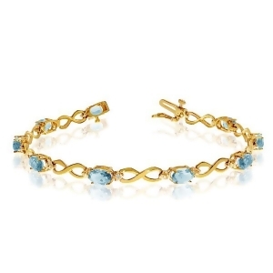 Oval Aquamarine and Diamond Infinity Bracelet in 14k Yellow Gold 4.53ct - All