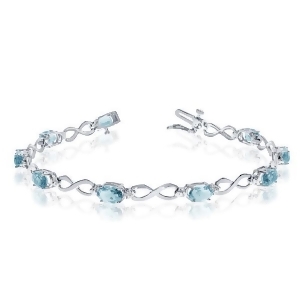 Oval Aquamarine and Diamond Infinity Bracelet in 14k White Gold 4.53ct - All