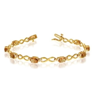 Oval Citrine and Diamond Infinity Bracelet in 14k Yellow Gold 4.53ct - All