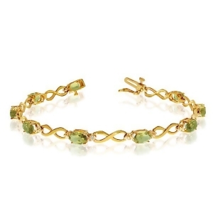 Oval Peridot and Diamond Infinity Bracelet in 14k Yellow Gold 4.53ct - All