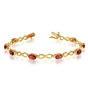 Oval Garnet and Diamond Infinity Bracelet in 14k Yellow Gold 4.53ct - All