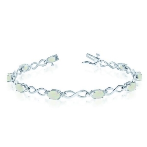 Oval Cut Opal and Diamond Infinity Bracelet in 14k White Gold 4.53ct - All