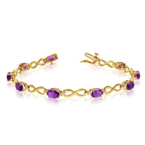 Oval Amethyst and Diamond Infinity Bracelet in 14k Yellow Gold 4.53ct - All
