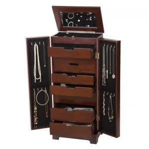 Multi-functional Large Wooden Jewelry Armoire in Dark Walnut Finish - All