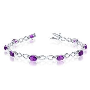 Oval Amethyst and Diamond Infinity Bracelet in 14k White Gold 4.53ct - All