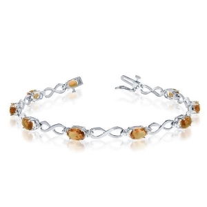 Oval Citrine and Diamond Infinity Bracelet in 14k White Gold 4.53ct - All