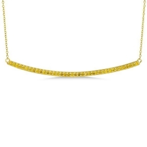 Thin Horizontal Yellow Diamond Bar Necklace In 14k Yellow Gold 0.40ct - All