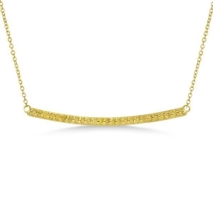Thin Round Yellow Diamond Curved Bar Necklace 14k Yellow Gold 0.25ct - All