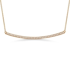 Pave Set Slightly Curved Round Diamond Bar Necklace 14k Rose Gold 0.40ct - All