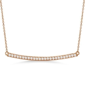 Pave Set Curved Round Diamond Bar Necklace 14k Rose Gold 0.25ct - All