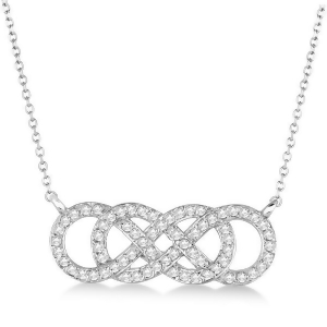 Multiple Infinity Diamond Pendant Necklace 14k White Gold 0.34ct. - All