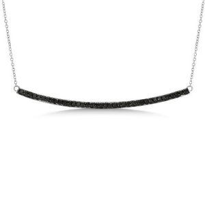 Thin Horizontal Black Diamond Bar Necklace In 14k White Gold 0.40ct - All