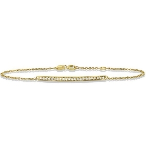 Ladies Diamond Bar Link Bracelet Pave Set 14k Yellow Gold 0.15ct - All