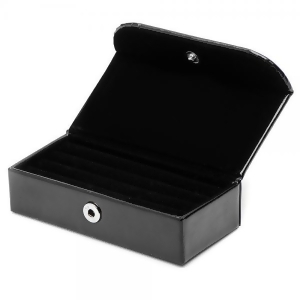 Men's Black Leather Cufflink Box Holds Five Pairs Snap Closure - All