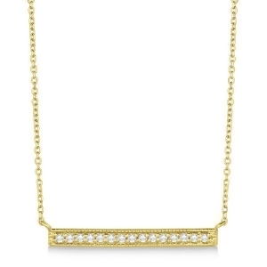 Pave Set Horizontal Diamond Bar Necklace 14k Yellow Gold 0.15ct - All