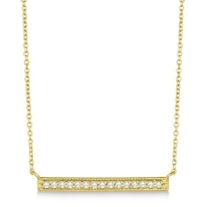 Pave Set Horizontal Diamond Bar Necklace 14k Yellow Gold 0.15ct - All