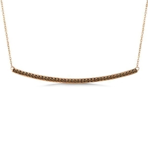 Horizontal Champagne Diamond Bar Necklace Set in 14k Rose Gold 0.40ct - All