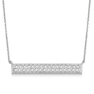 Double Row Horizontal Diamond Bar Necklace 14k White Gold 0.33ct - All