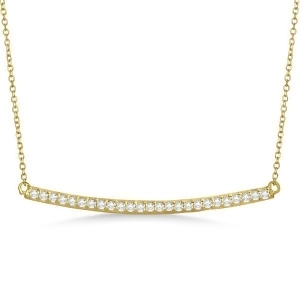 Pave Set Curved Round Diamond Bar Necklace 14k Yellow Gold 0.25ct - All