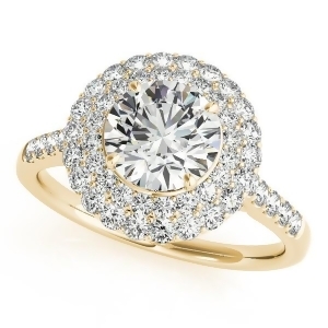 Diamond Double Halo Engagement Ring Prong Set 14k Yellow Gold 3.00ct - All