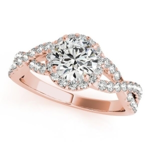 Diamond Infinity Twisted Halo Engagement Ring 14k Rose Gold 1.50ct - All