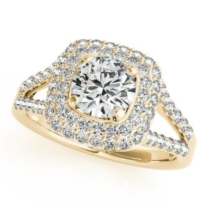Split Shank Square Halo Diamond Engagement Ring 14k Yellow Gold 2.17ct - All