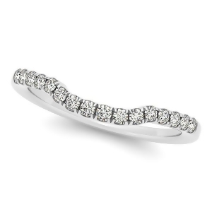 Diamond Accented Contour Wedding Band in 14k White Gold 0.17ct - All